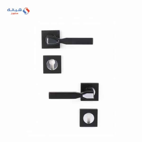Shabana Doganlar Turkey Door Handle Set With Cylinder 4 Pcs Black Matt Chrome