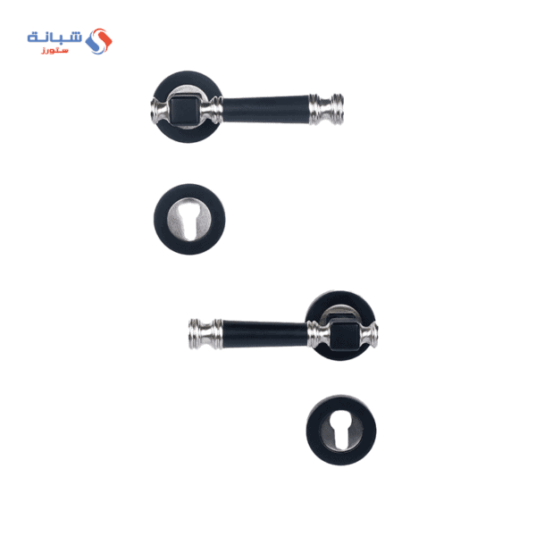 Shabana Doganlar Turkey Door Handle Set With Cylinder 4 Pcs Nickel Matt Black