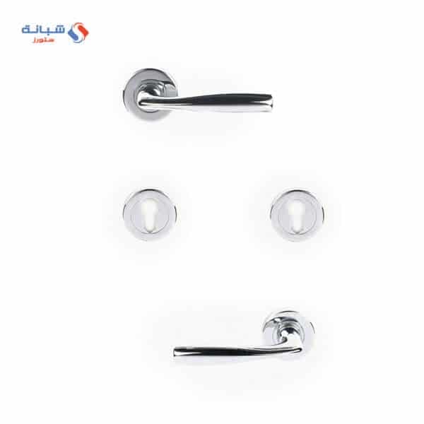 Shabana Sicuro Door Handle Set With Cylinder 4 Pcs Chrome Metallic