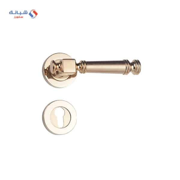 Shabana Stores doganlar Door Handle Set With Cylinder 4 Pcs Gold Matt Gold