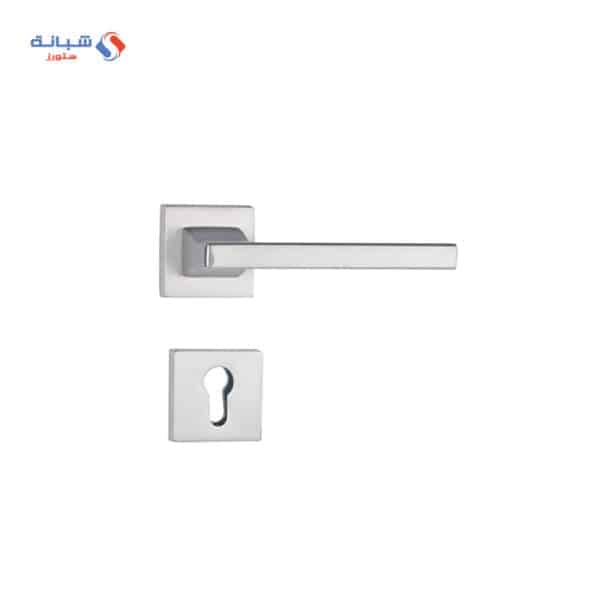 Shabana Stores doganlar Door Handle Set With Cylinder 4 Pcs Satin Metallic
