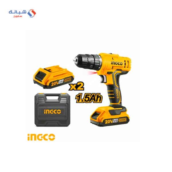Shabana ingco chargeable wireless electric screw driver with bag lithium battery 20 volt 2 speed yellow black x2