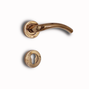 Doganlar Turkish Cylinder Rosette Door Handle Set Al Kavisli - Shiny Gold
