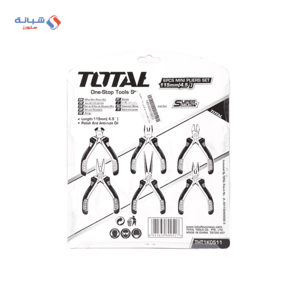 Shabana stores Total Metal Mini Pliers Set 6 Pieces 115 MM Petroleum 1