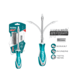 توتال طقم مفك سوستة 12 قطعة + سوستة + 10 لقمة مفك