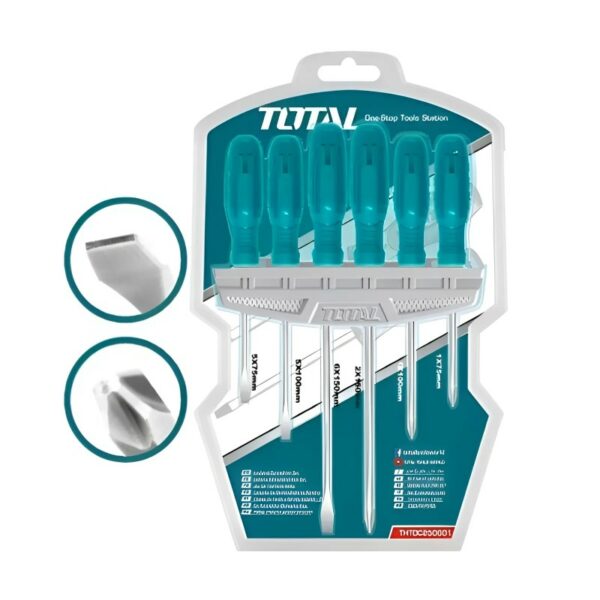 Total Screwdriver Set 6 Pieces - Plastic Hand