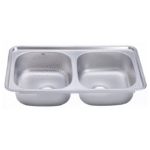 حوض مطبخ هانز استانلس ستيل مزدوج 48×87 سم