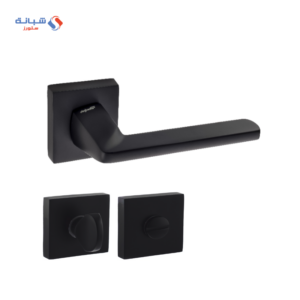 Rosette Dognlar Turkish Radya Bathroom Door Handle Set – Matt Black