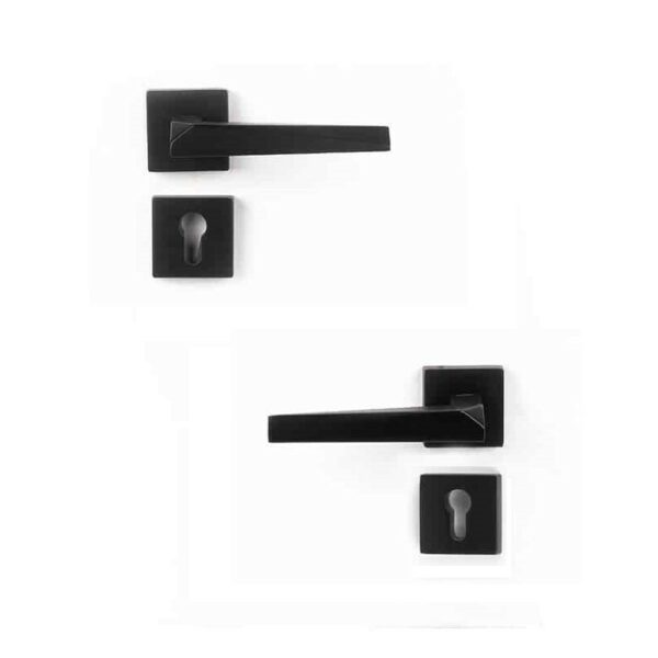 Shabana Doganlar Turkey Door Handle Set With Cylinder 4 Pcs Black Matt 347 New