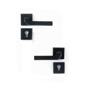Shabana Doganlar Turkey Door Handle Set With Cylinder 4 Pcs Black Matt New