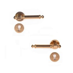 Shabana Doganlar Turkey Door Handle Set With Cylinder 4 Pcs Gold 353 New