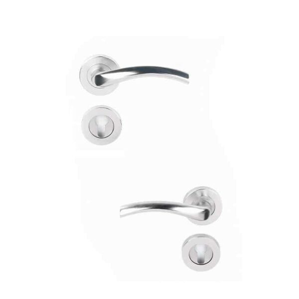 Shabana Doganlar Turkey Door Handle Set With Cylinder 4 Pcs Nickel Matt 225 New