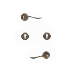 Shabana Sicuro Door Handle Set With Cylinder 4 Pcs Antique Bronze 505 New