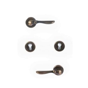 Shabana Sicuro Door Handle Set With Cylinder 4 Pcs Antique Bronze New