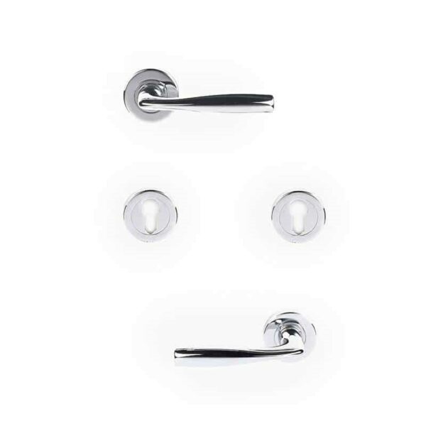 Shabana Sicuro Door Handle Set With Cylinder 4 Pcs Chrome Metallic New