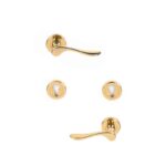 Shabana Sicuro Door Handle Set With Cylinder 4 Pcs Gold New