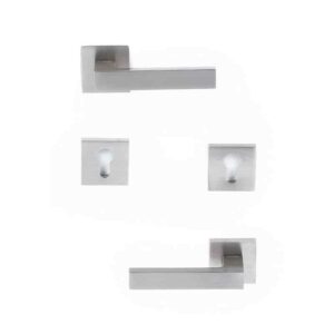 Shabana Sicuro Door Handle Set With Cylinder 4 Pcs Nickel Matt 557 New