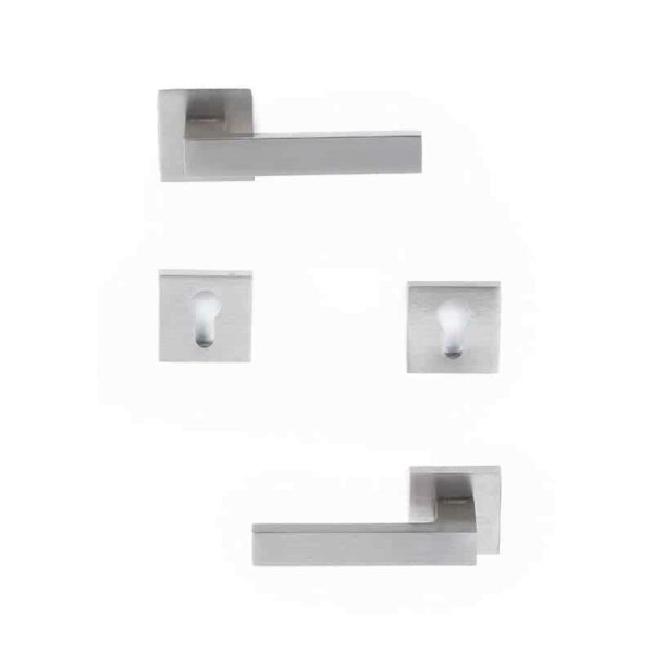 Shabana Sicuro Door Handle Set With Cylinder 4 Pcs Nickel Matt 557 New