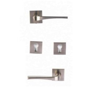 Shabana Sicuro Door Handle Set With Cylinder 4 Pcs Nickel Matt New