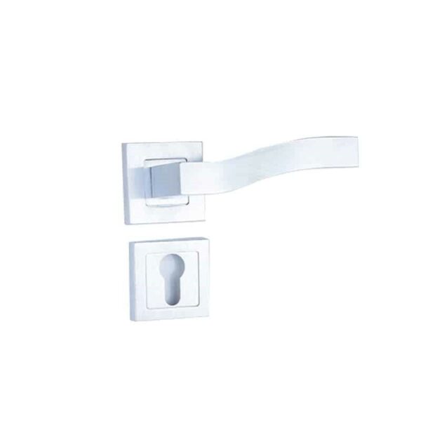 Shabana Stores Sicuro Door Handle Set With Cylinder 4 Pcs Chrome Matt New