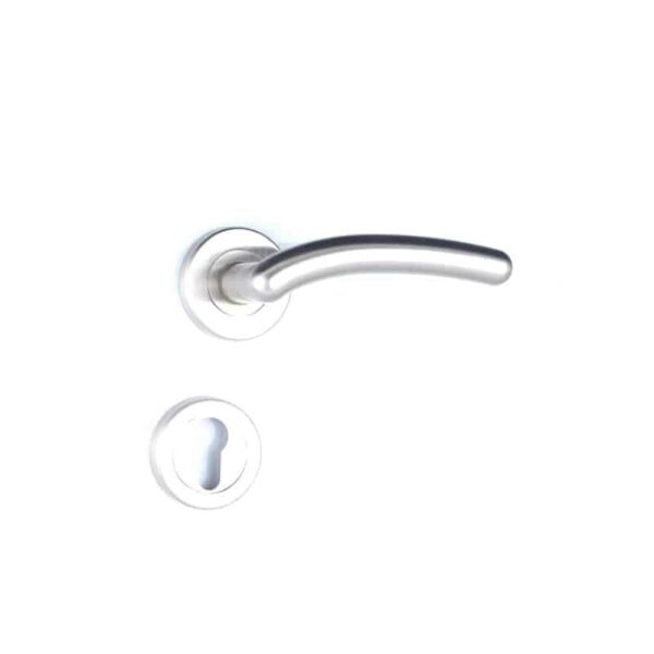 Shabana Stores Sicuro Door Handle Set With Cylinder 4 Pcs Nickel Matt New