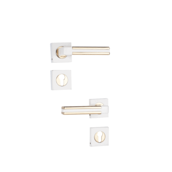 Shabana Stores Doganlar Door Handle Set With Cylinder 4 Pcs Gold Cremy New
