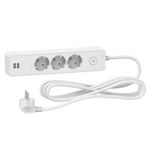 شنايدر مشترك يونيكا 3 فتحات + فتحة Usb ابيض-3متر