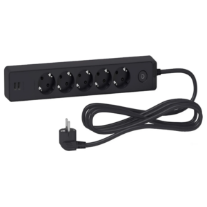 Schneider Unica Electric Extension 5 Sockets + Usb Socket Black-3m