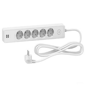 Schneider Unica Electric Extension 5 Sockets + Usb Socket White-3m