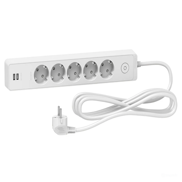 Schneider Unica Electric Extension 5 Sockets + Usb Socket White-3m
