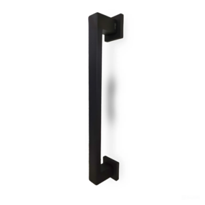 Long Rectangular External Handle With Square Rosette - Black