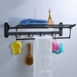 Moveable Stainless Steel Bathrobe Holder Towel Rack  Black