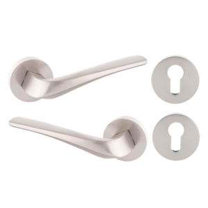 Rosette Cylinder Door Handle Set Aluminum - Sliver