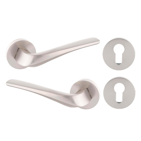 Rosette Cylinder Door Handle Set Aluminum - Sliver