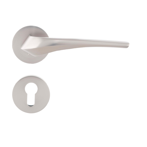 Rosette Cylinder Door Handle Set Aluminum - Sliver