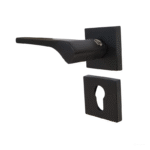 Rosette Cylinder Door Handle Set Aluminum  Black