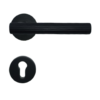 Doganlar Lont Turkish Rosette Cylinder Door Handle Set - Black Matt