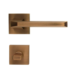 Al-ahram Rosette Bathroom Door Handle Set Sicuro Flusso Square – Antique Bronze