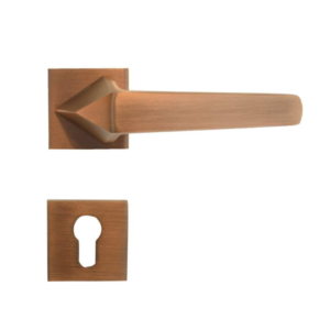 Al-ahram Rosette Cylinder Door Handle Set Sicuro Joya Square – Antique Bronze