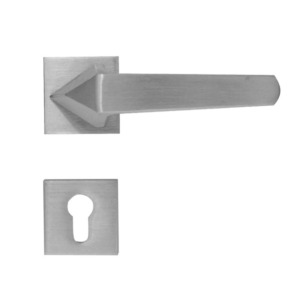 Al-ahram Rosette Cylinder Door Handle Set Sicuro Joya Square – Nickel Matt