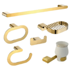 Bath Accessories Set Of 6 Pieces  Gold