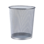 Metal Mesh Waste Basket Round   Silver Matte