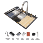 بيورتي حوض مطبخ سمارت ستانلس كوري 48 × 80 سم  فضي