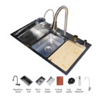 بيورتي حوض مطبخ سمارت ستانلس كوري 48 × 85 سم   فضي