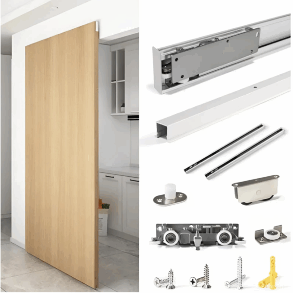 ShabanastoresSliding Hidden Door Track Set Soft Close kg Silver