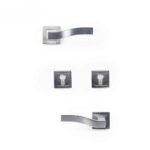 Shabana Sicuro Door Handle Set With Cylinder 4 Pcs Nickel Matt 511 New