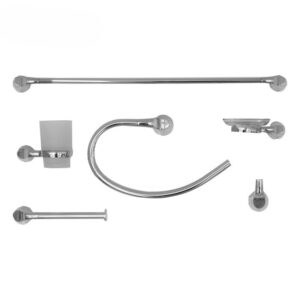 Shabana Stores Bathroom Accessories Set Of 6 Pieces Chrome 1 New