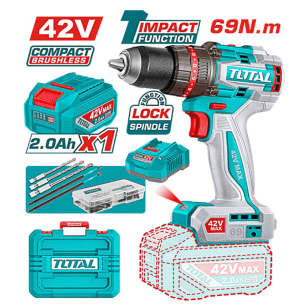 توتال شنيور 13مم - 42 فولت + بطارية