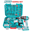 Total Bag Plastic Tools 165 Pieces + Cordless Drill 20v   1 Battery