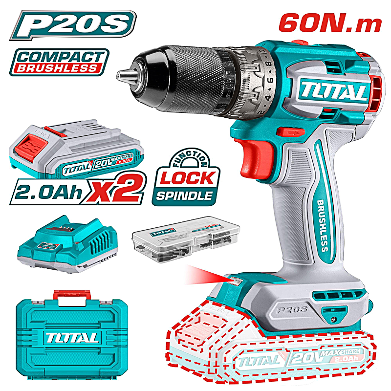 توتال شنيور 20 فولت 60 نيوتن   2 بطارية